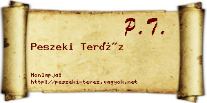 Peszeki Teréz névjegykártya